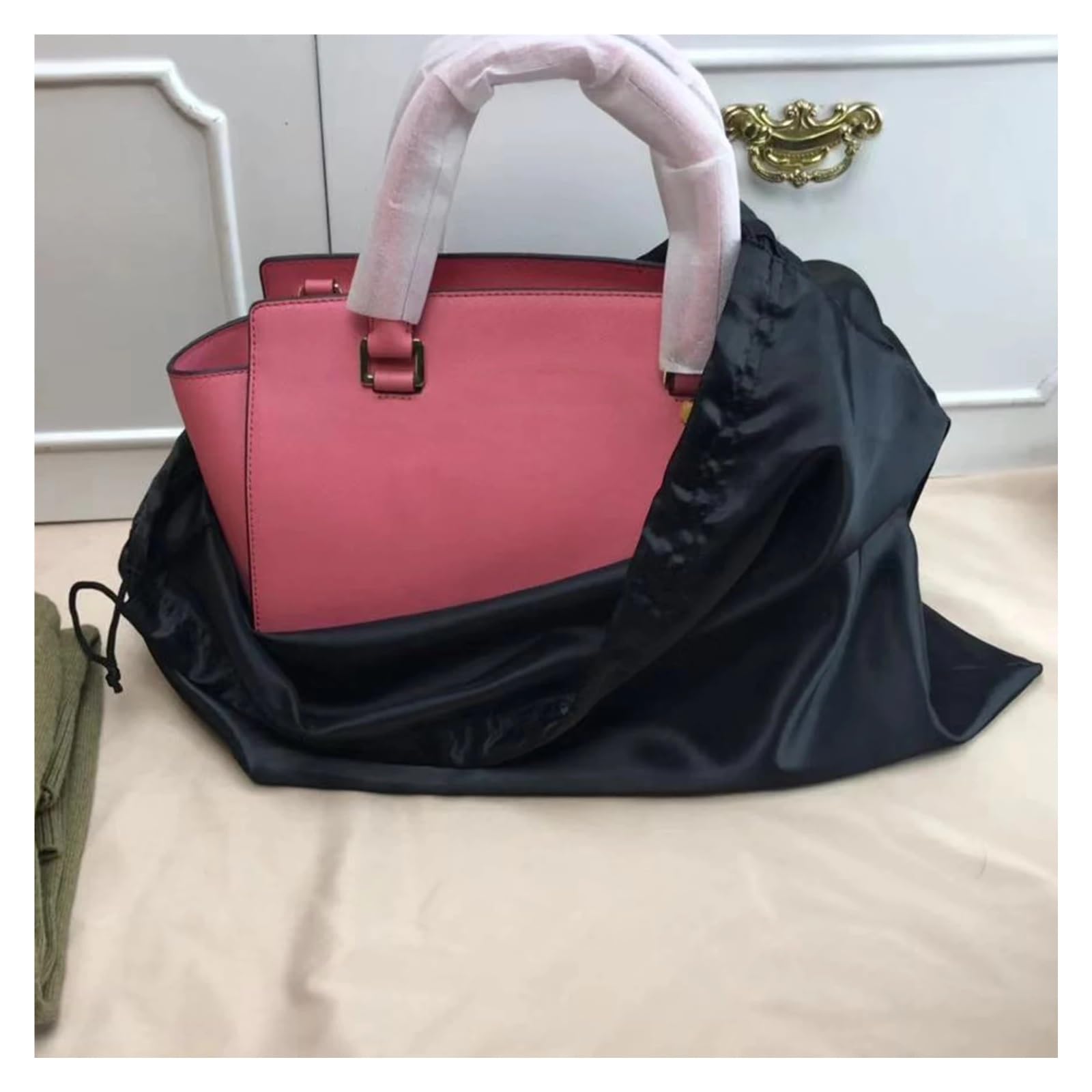 Bolsas Guardapolvo De Seda 2 bolsas de satén seda con cordón for el cuidado, reutilizables, for zapatos y viajes(Black,50x40cm)