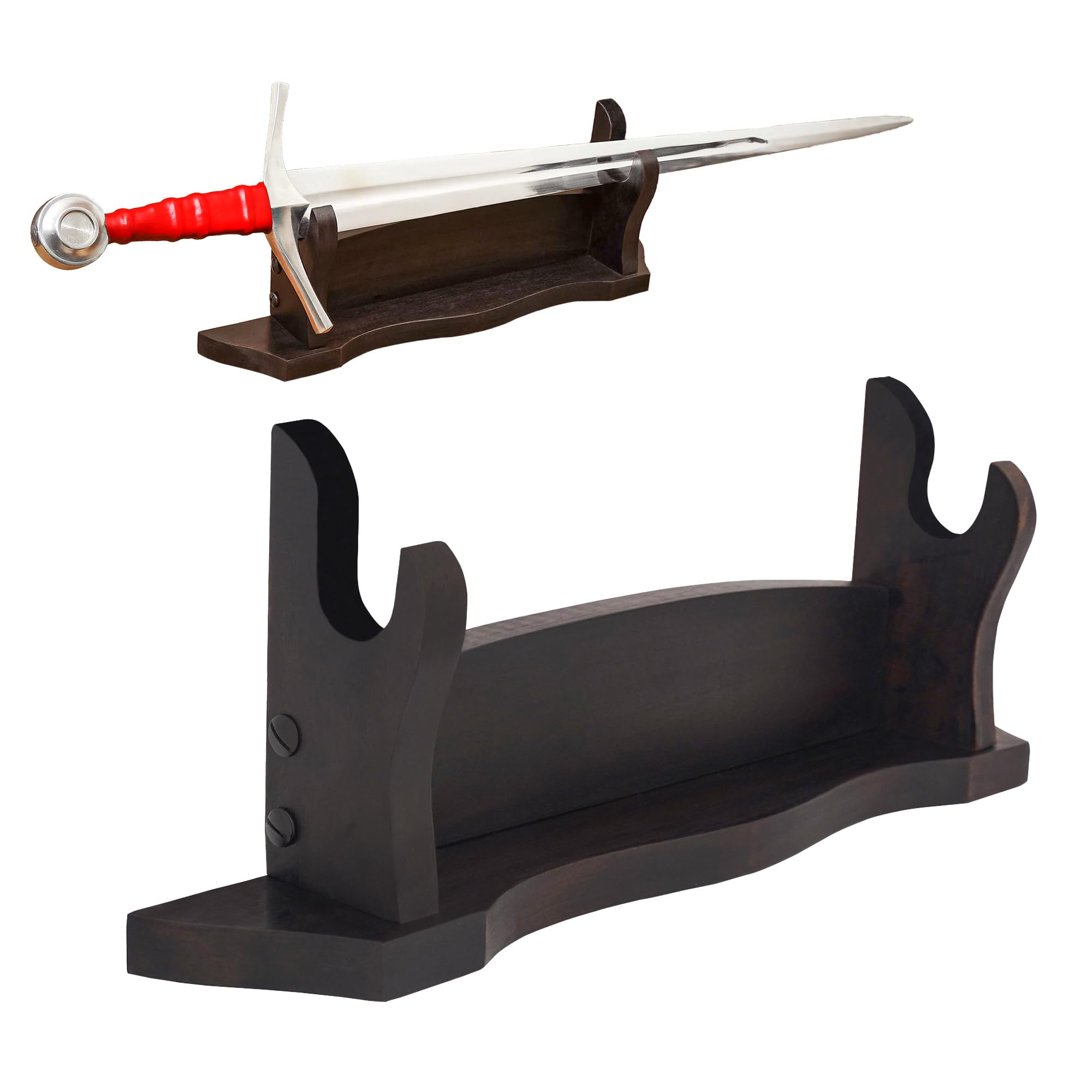 Lord of Battles Medieval Solid Wood Single Tier Sword Display Stand / Sword Holder / Gladiator Sword Display / Katana Sword Holder | Handcrafted from Genuine Teak Wood (One Tier)
