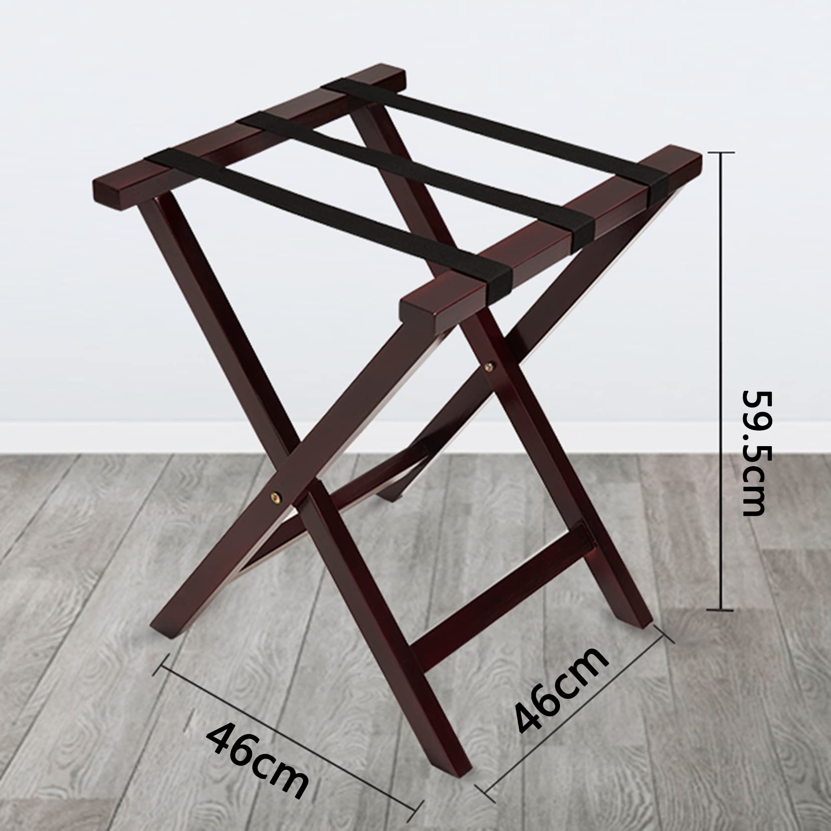 Portaequipajes de hotel for habitación de huéspedes Mejore la versión fuerte Portaequipajes plegable de madera de bambú duro dormitorio, habitación de huéspedes del hotel, rojo, 46x46x60cm