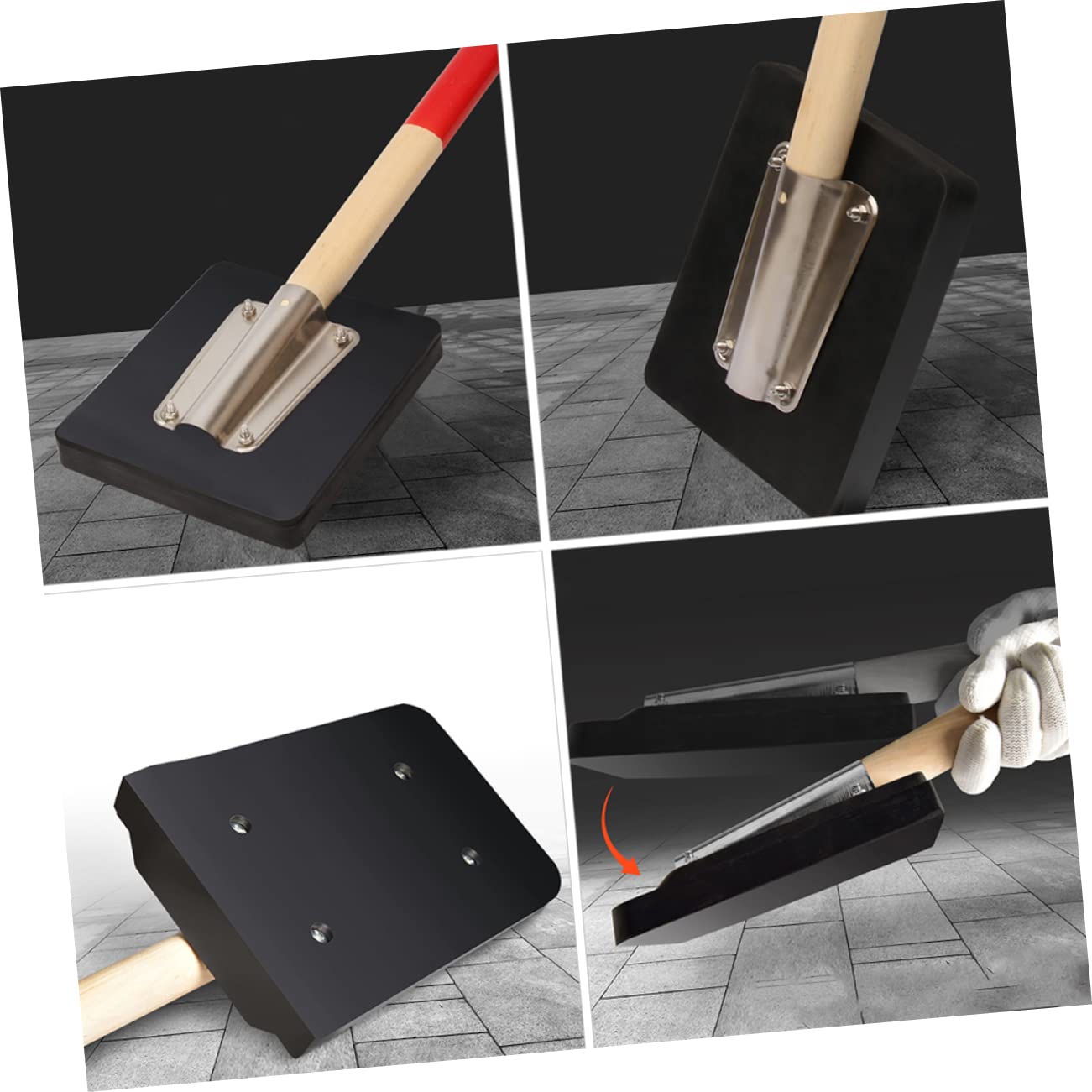 Maillet en Caoutchouc à Manche en Bois pour Pavage de Carrelage et Plinthes, Poignée Ergonomique et Prise Confortable