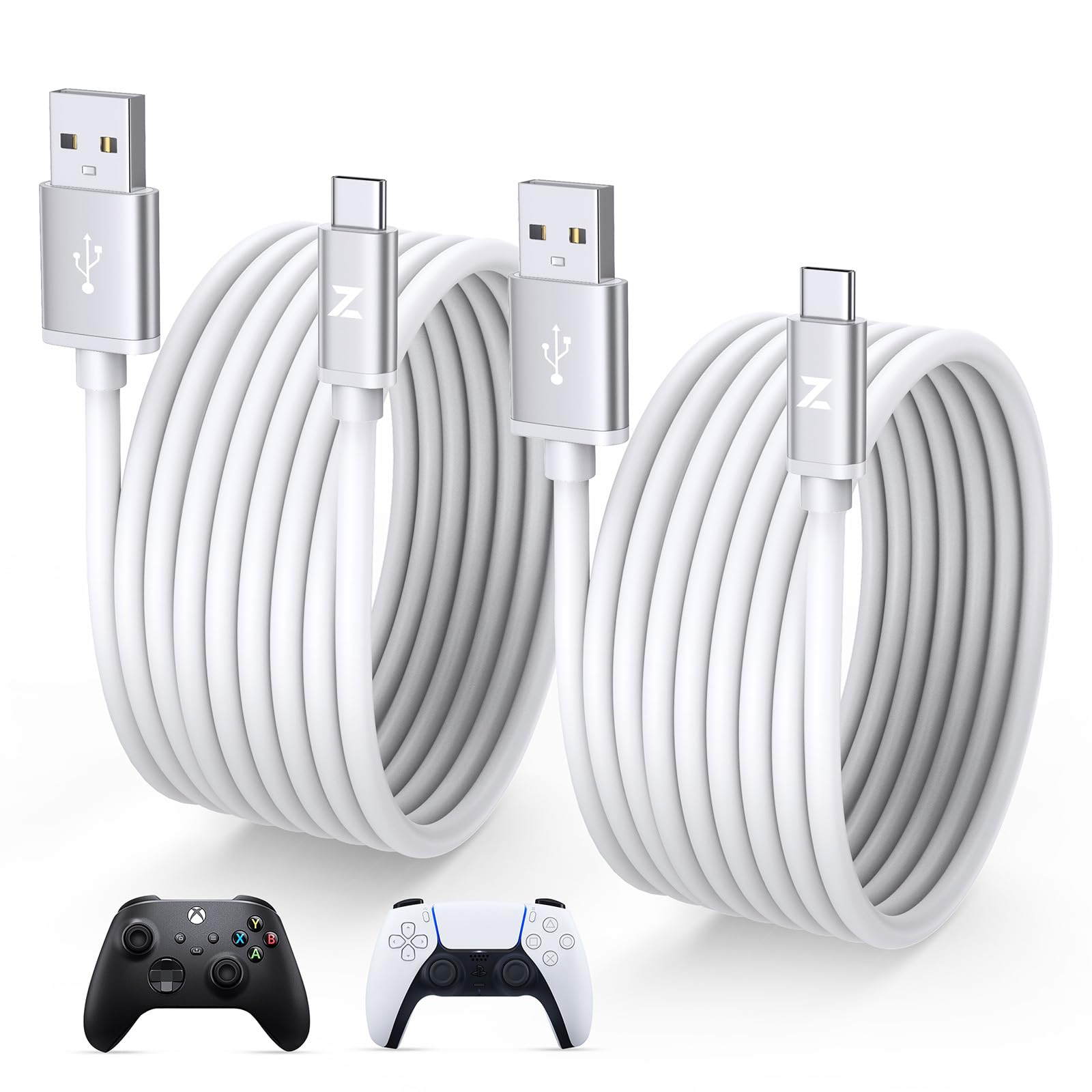 PS5 USB-C-Ladekabel, 3 m, 2 Stück, langes PS5-Controller-Ladekabel, 3 m, USB-A-auf-USBC-Kabel für Sony PlayStation 5/PS5 Pro/PS5 Controller, Xbox Series X/Series S Controller