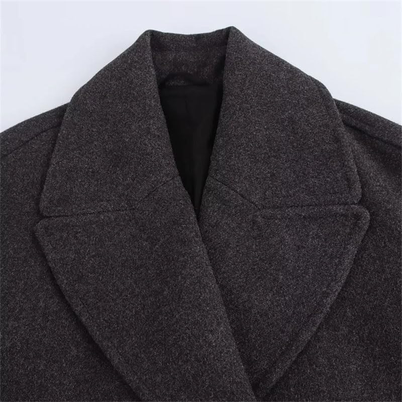 Women's Double Breasted Wool Collar Long Sleeved Short Coat Thick Turn-Down Collar Warm Solid Outwear3