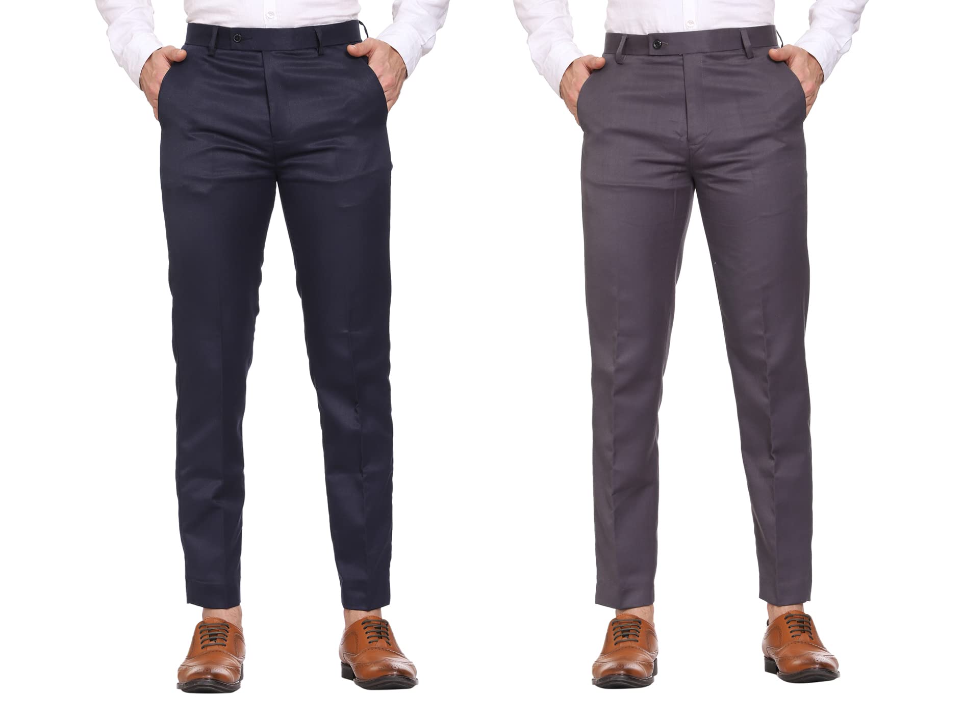 maleno Men's Solid Formal Pants |Regular Fit Casual Trouser | Slim Fit Trouser Combo for Men (Pack of 2)-picture-49