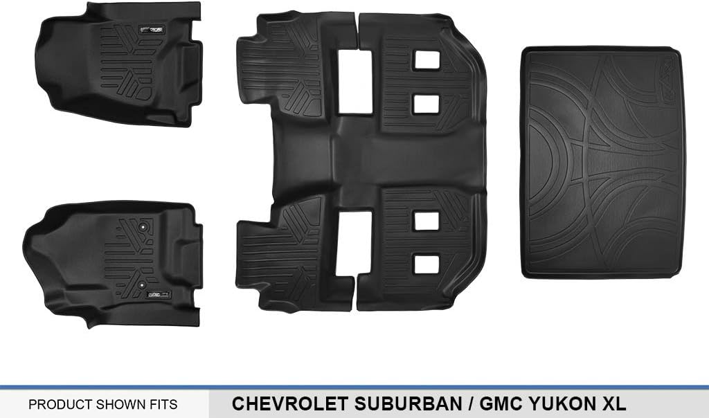 MAX LINER - A0136-P/B0159/E0159 MAXLINER Floor Mats 3 Rows and Cargo Liner Behind 3rd Row Set Black for 2015-2018 Chevy Suburban/GMC Yukon XL