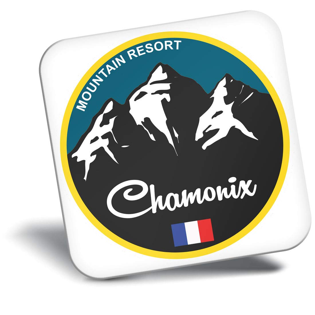 Destination Vinyl Ltd Multicolor Fridge Magnet - Chamonix Ski Snowboard Resort France 5317
