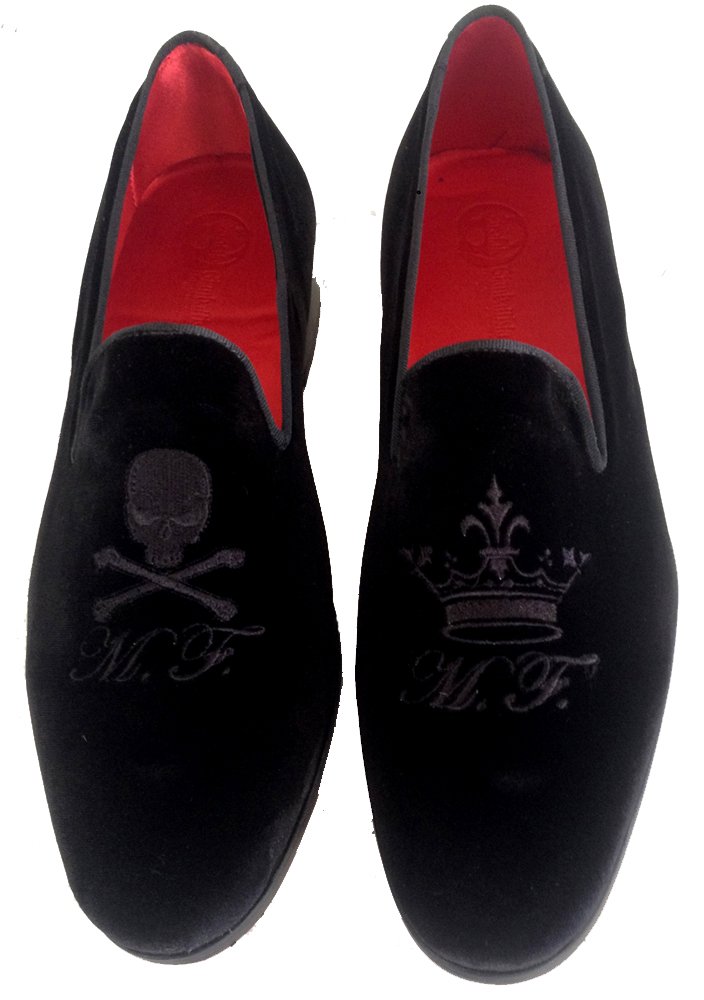 Mocassins Slippers Chaussures pour homme, en velours avec broderie personnalisable.