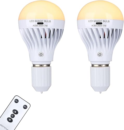 Miniatura 1 de BSOD Bombillas recargables con control remoto, bombillas LED E26, bombillas de batería USB, bombillas regulables de emergencia para corte de