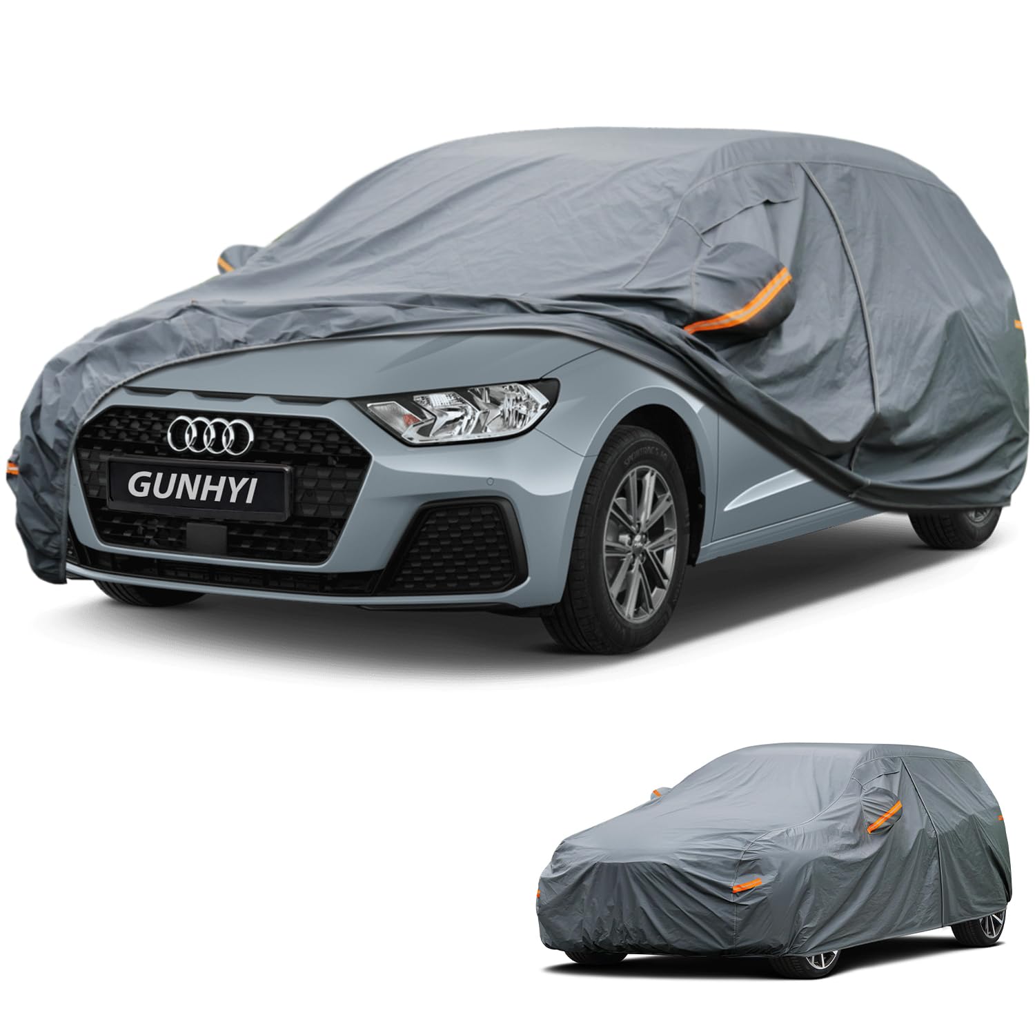 GUNHYI Premium Car Cover Custom Fit Audi A1, 16 Layers Heavy Duty Car Cover Waterproof All Weather with Zipper Door for Sun Rain Snow Dust Uv Protection