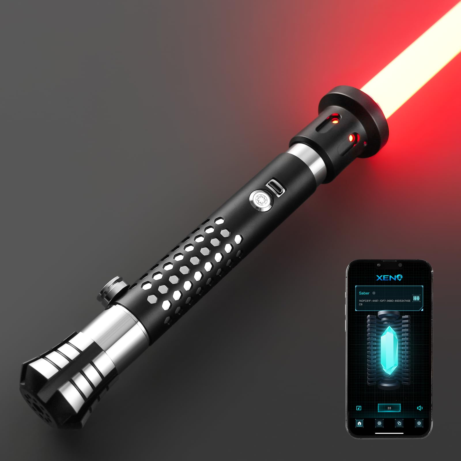 DAMIENSABERUpgrade Xenopixel3.0 Smooth Swing Light Saber, Sensitive Motion Control Light Sabers with Infinite Color Changing, Metal Hilt Dueling Light Sabers for Adults with Customized Function