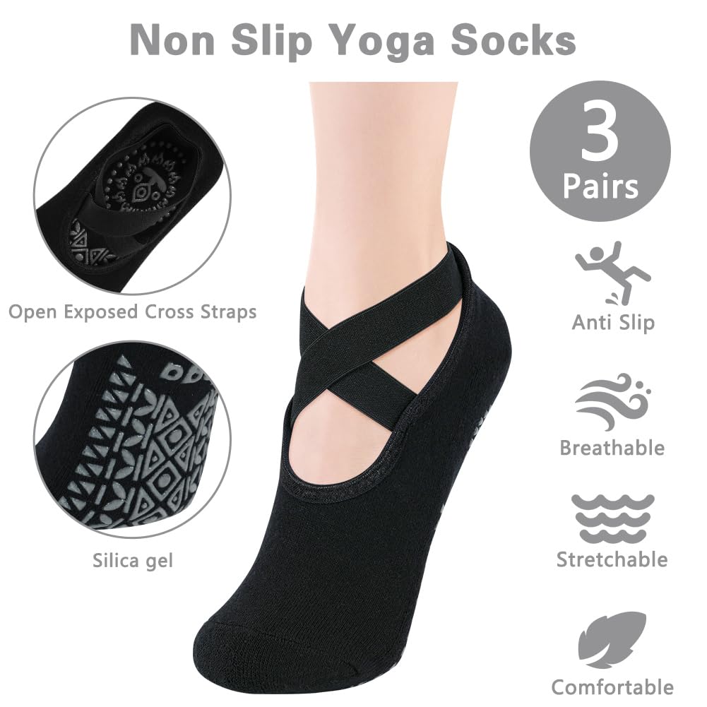 flintronic Calzini Antiscivolo Yoga Donna, Antiscivolo Calze Donna, Calze Yoga, Calzini Pilates Sportivi con Cinturino per Yoga, Pilates, Balletto, Danza, Ballo a Piedi Nudi, Fitness