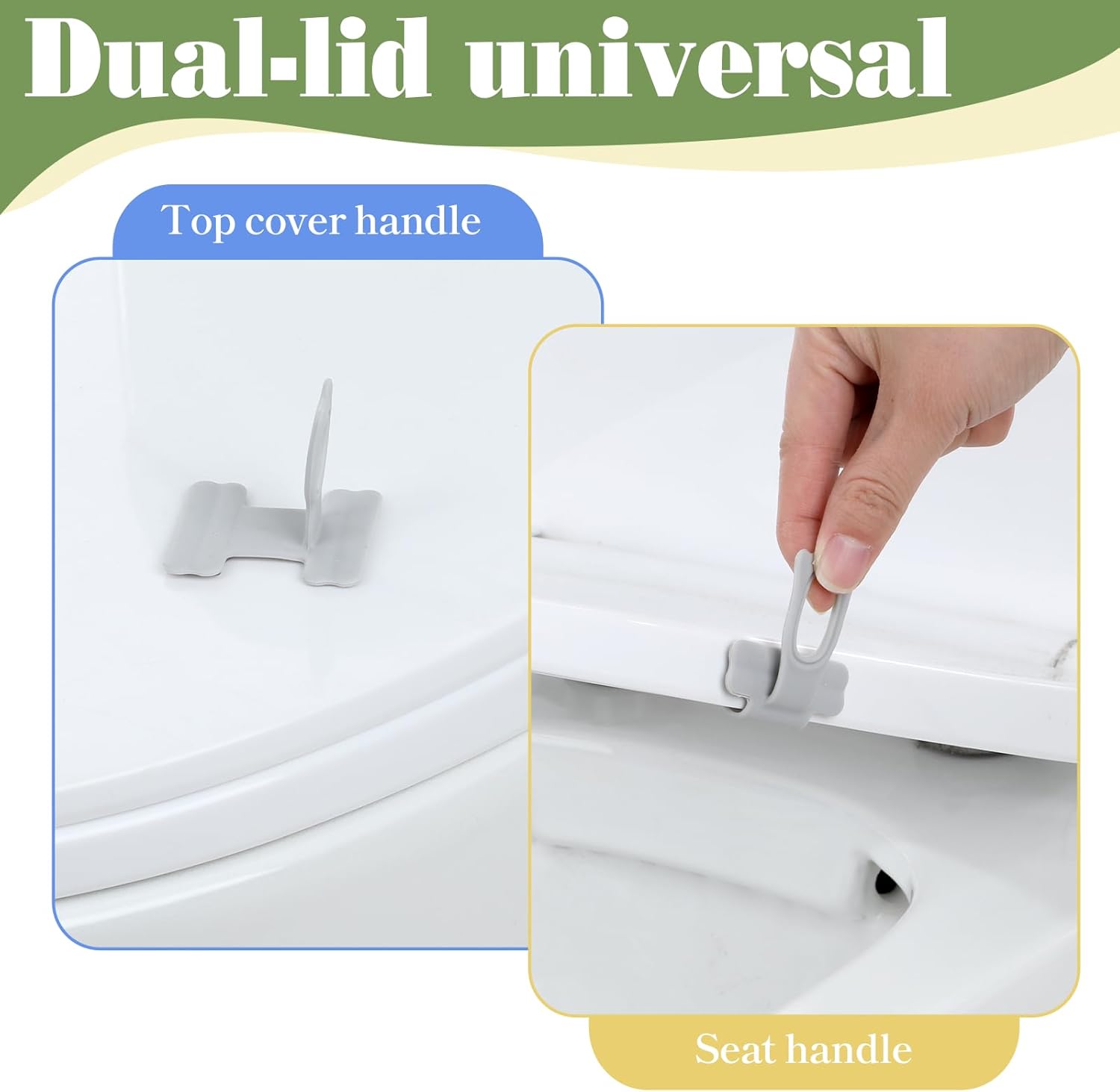 4 PCS Toilet Seat Lifter Tab, Silicone Toilet Seat Lid Lifter, Toilets Handle Tabs Can Avoid Touching the Toilets for Home Bathroom, Office, Hotel (White, Gray)