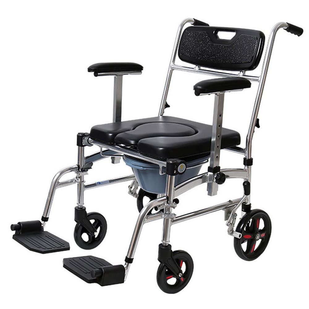 Gthtuhfd A Elderly Toilet Chair, Rehabilitation Foldable Luminum Lloy Bath Chair With Wheels