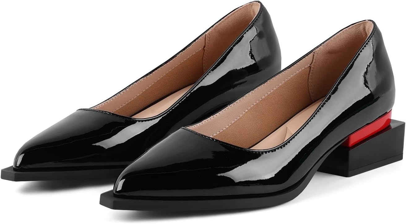 Chunky Heel Womens Pumps Stylish Pointed Toe Pumps Shoes for Women Comfortable Low Heels Fashionable Dress Shoe for Work Office Walking - Image 5