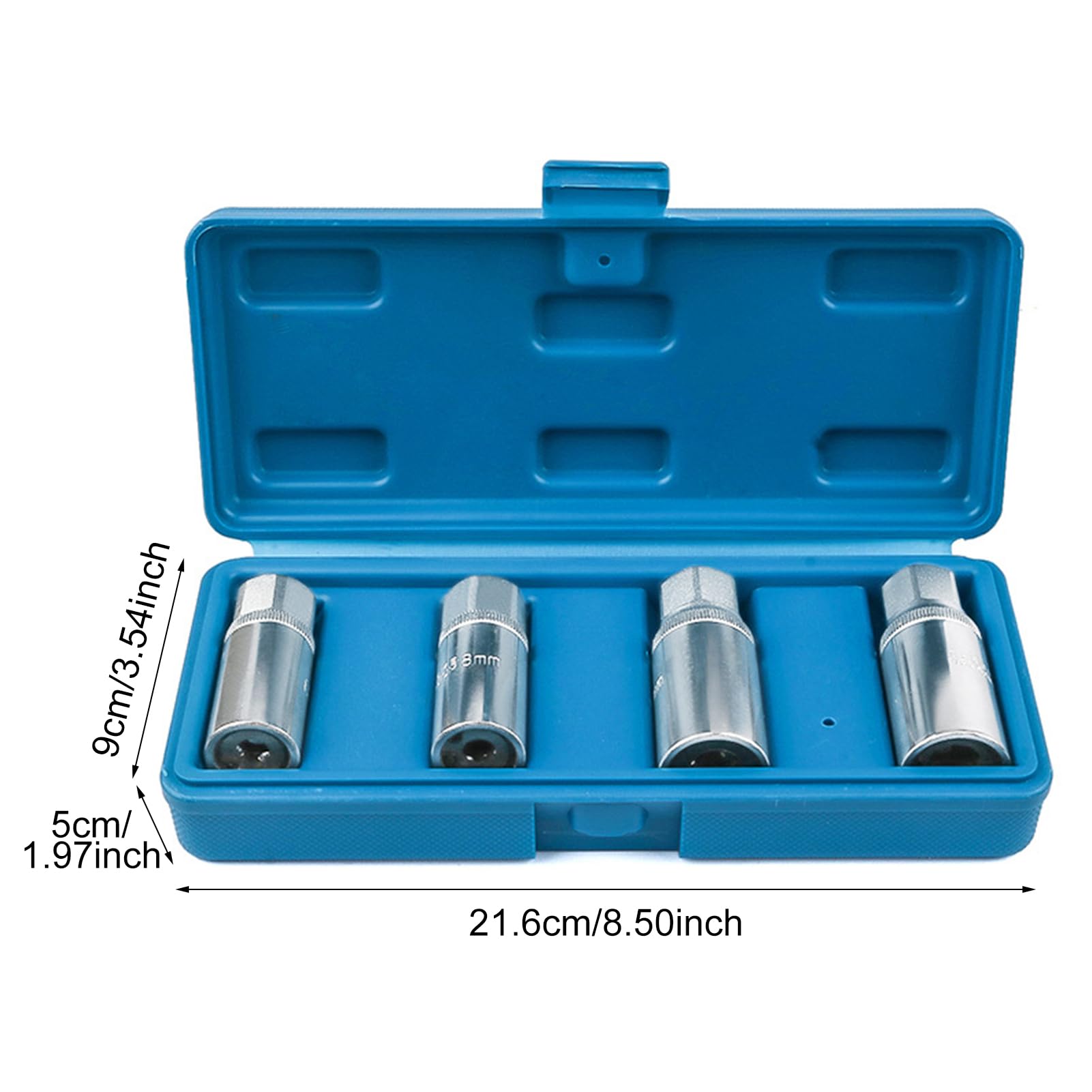 Juego de extractores de pernos, 4 piezas de enchufe métrico roto, unidad cuadrada de 12,5 mm, llaves de vaso portátiles para extracción de tuercas y pernos
