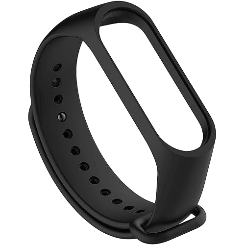 DUETMI Adjustable Xiaomi Mi Band 3/ Mi Band 4 Watch Silicone Strap Band Bracelet (Not Compatible with Mi Band 1/2)-(Black)