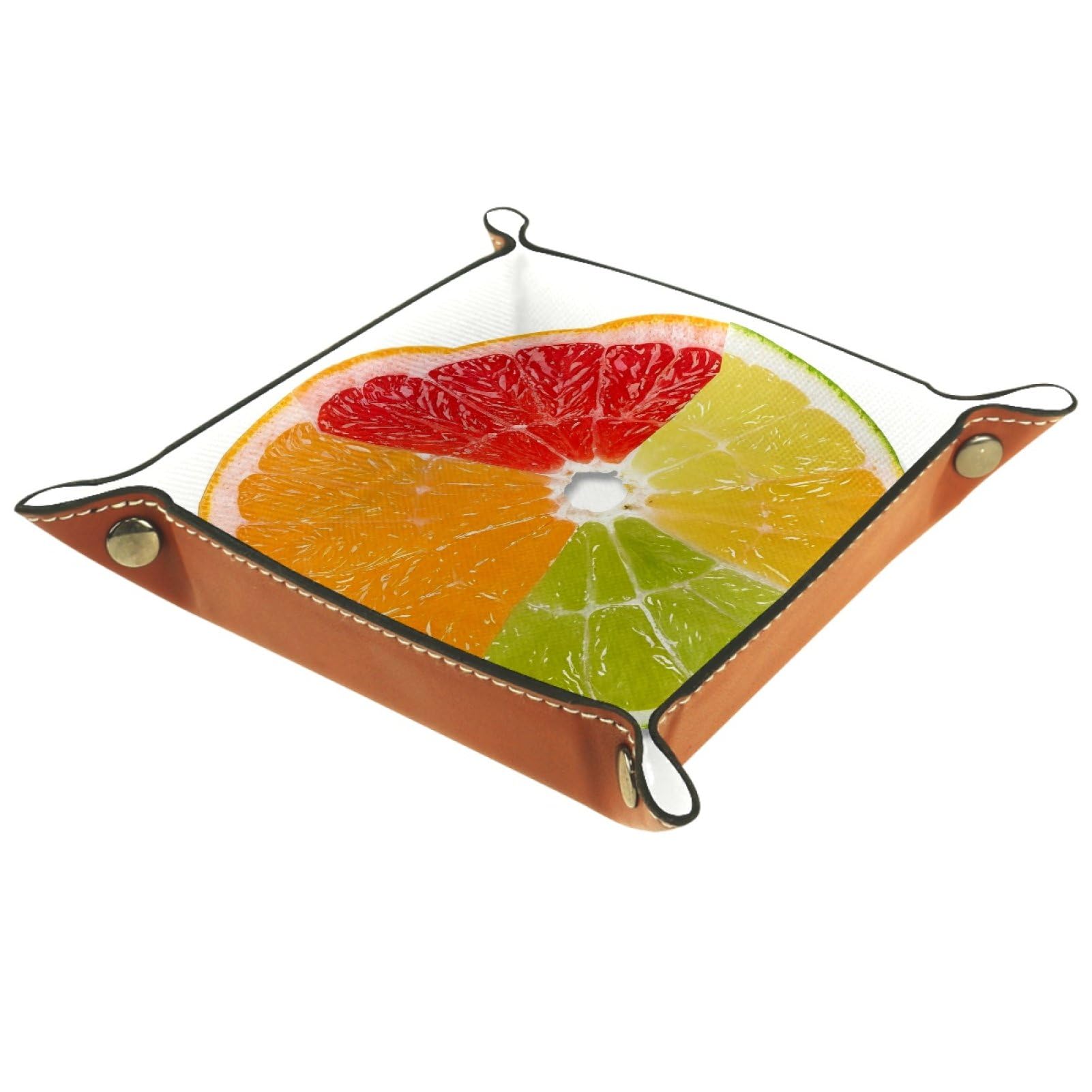 VAPOKF Colored Lemon Portable Dice Rolling Tray, Microfiber Leather Dice Holder Game Box for D&D, RPG, Table Games or Desktop Phone Key Storage, 20.5 × 20.5 cm