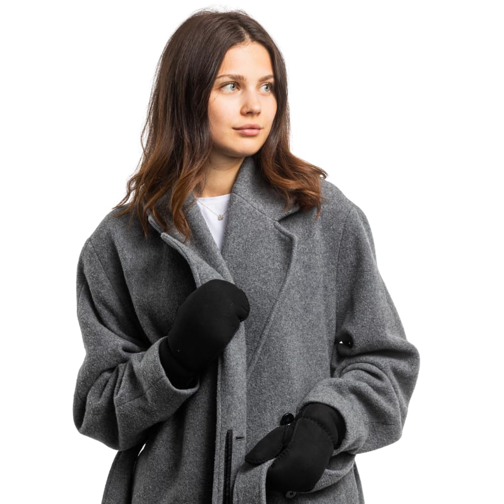 Lammfell-Fäustlinge aus spanischem Merino Lammfell, extra weich, handgenäht, Damen, Lammfellhandschuhe, Fausthandschuhe, Lederhandschuhe…
