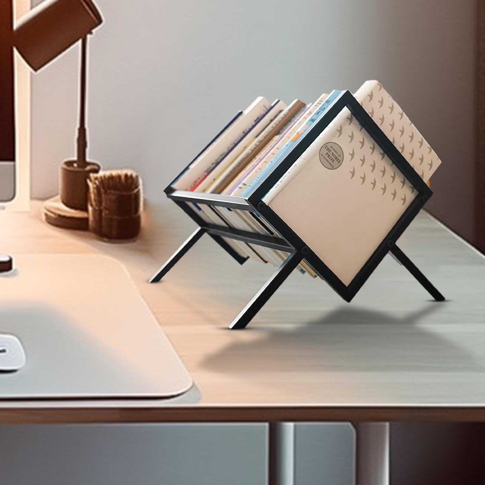 Supporto per dischi in vinile con divisore mobile, organizer per album nero, può contenere fino a 100 album da scrivania, per libri, riviste, album