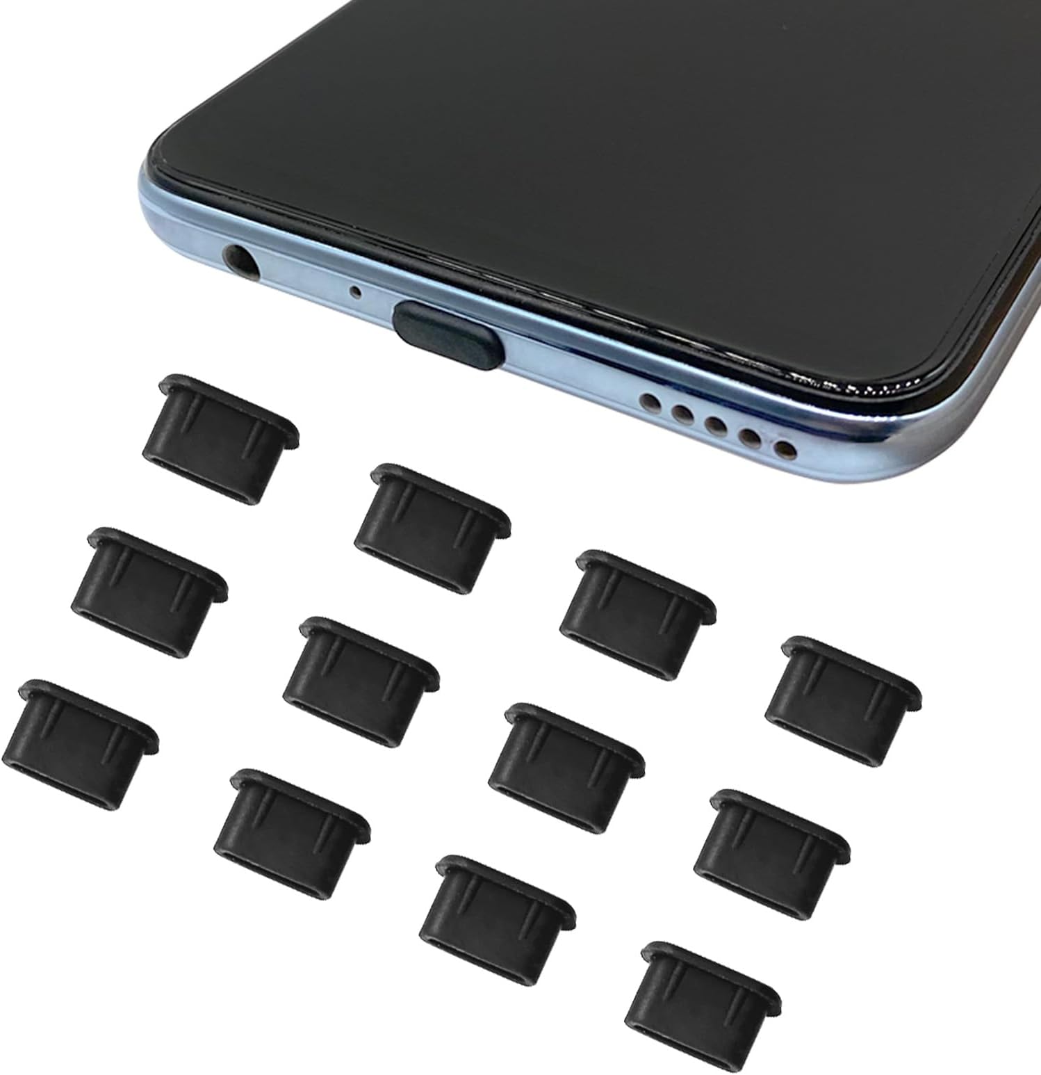 12pcs USB Type C Anti Dust Cap Cover Port Plugs Protector Compatible with iPhone 15 Samsung Galaxy S21/S20/S22 Plus Ultra HUAWEI Mate 30 for All Type-C Smartphones and Tablets - Black
