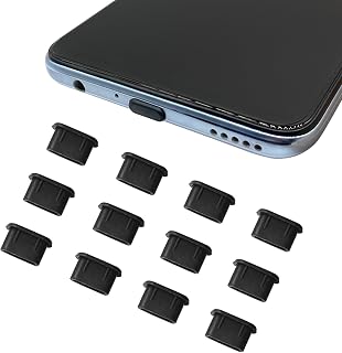 12 tapones antipolvo USB tipo C compatibles con iPhone 15, Samsung Galaxy S21/S20/S22 Plus Ultra Huawei Mate 30 para todos los teléfonos inteligentes y tabletas tipo C, color negro