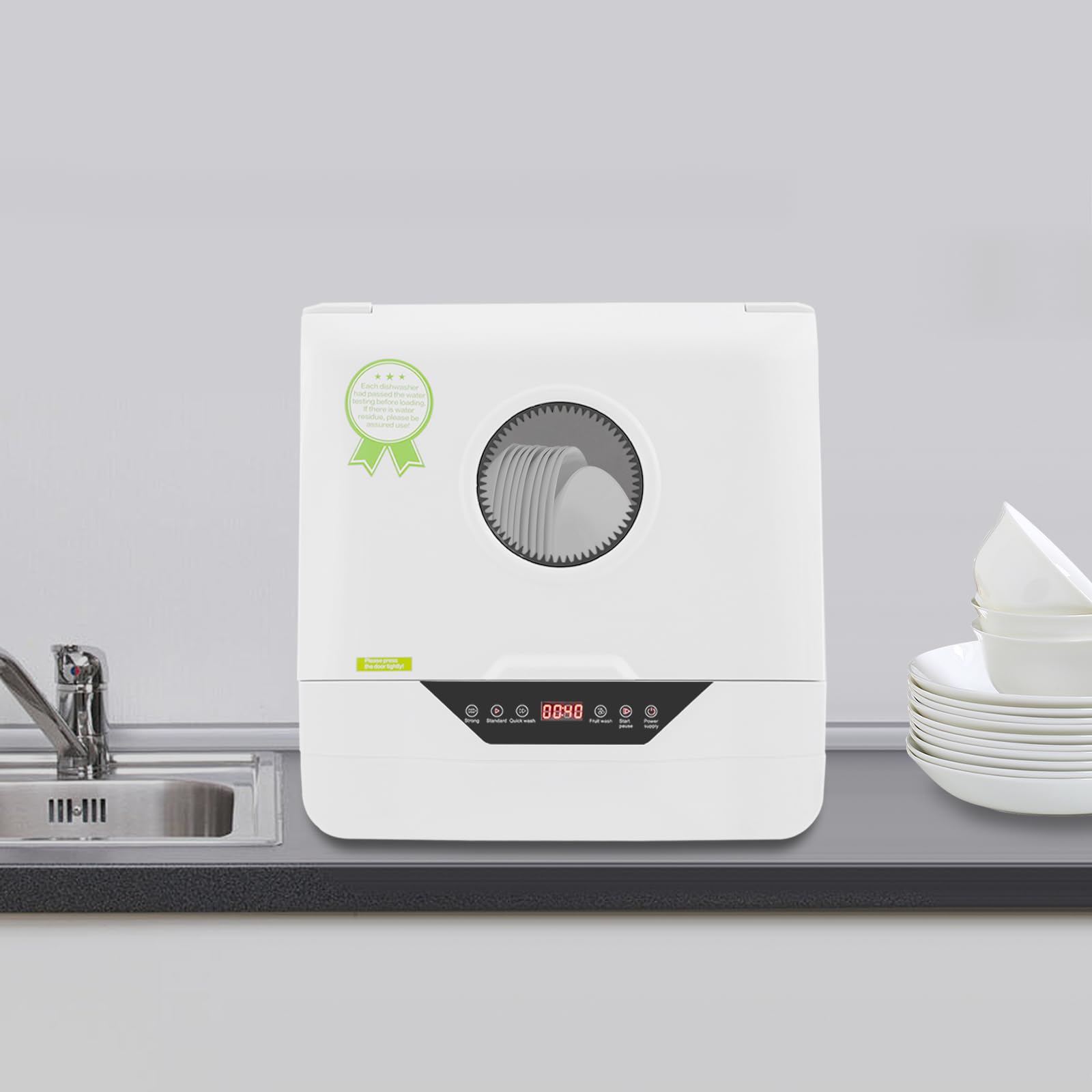 Zmywarka stołowa do naczyń, 800 W, IPX1, mini zmywarka z wyświetlaczem LED, 2 metody dopływu wody, 4 tryby prania, stół do zmywarki do domów, mieszkań, sypialni, łodzi, kamperów