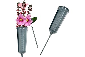 Evelots Cemetery Cone Flower Vases - Sturdy Galvanized Steel Stakes - Graveside Memorial