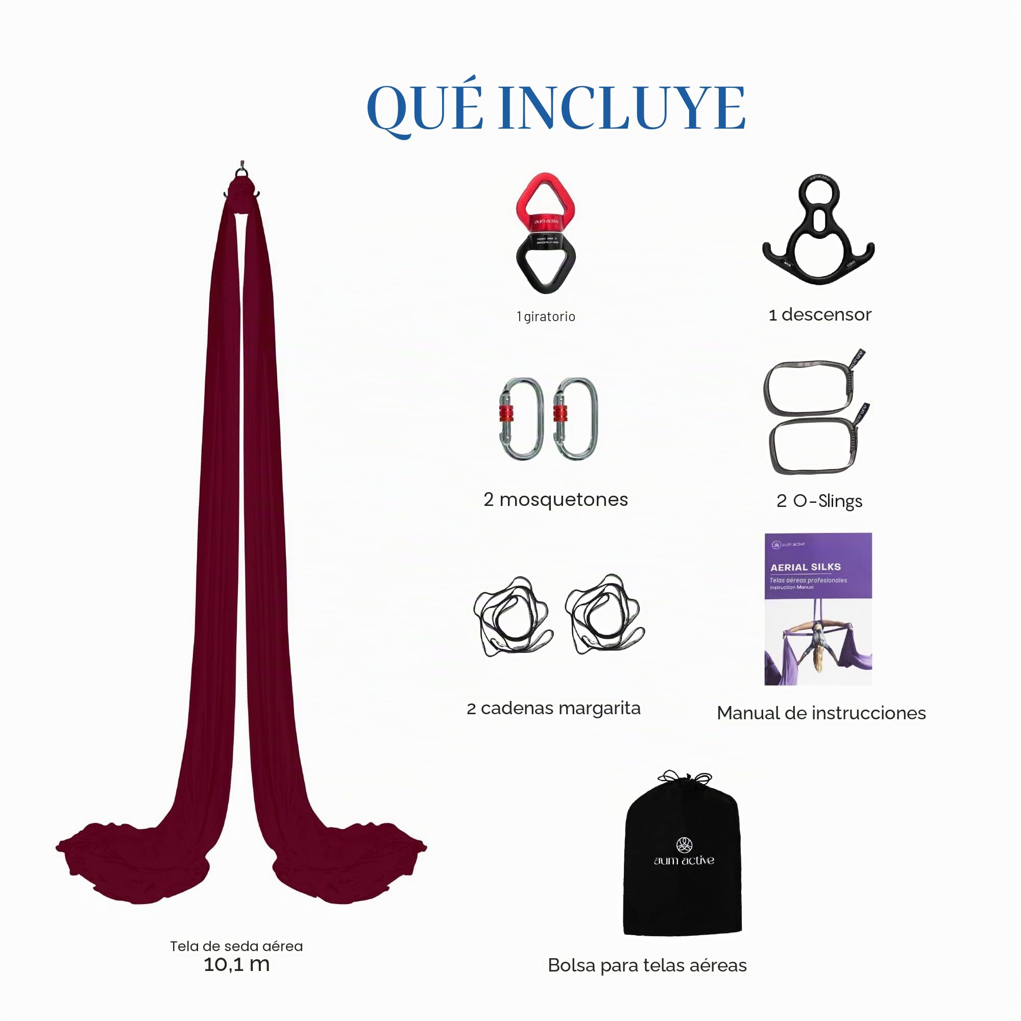 Kit de sedas aéreas de 11 yardas, sedas Ariel duraderas con hardware, giro y guía, columpio aéreo para yoga acrobático y todos los niveles (hamaca de yoga aéreo, punto de aparejo aéreo de