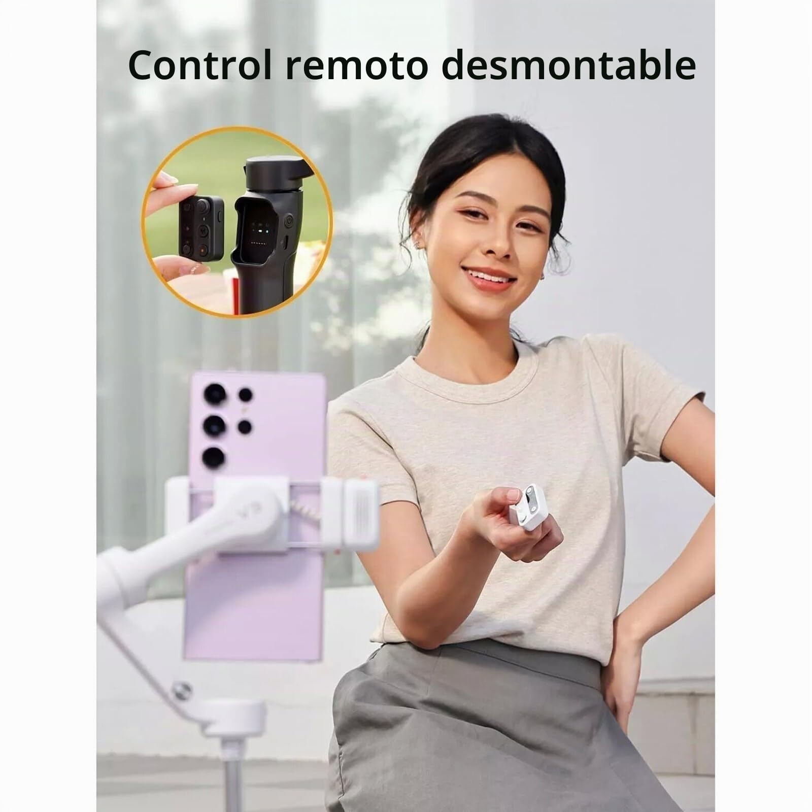 Hohem iSteady V3 Gimbal para Móvil de 3 Ejes, Estabilizador para Móvil con Seguimiento AI Magnético, Control Remoto Desmontable, Vástago Telescópico Integrado y Trípode, Gimbal para Smartphone(Negro)