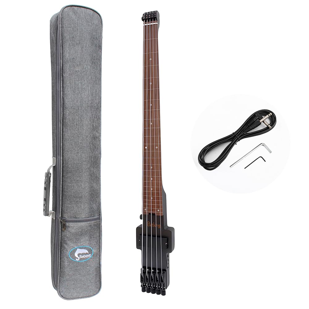 Basso elettrico senza testa a 5 corde senza tasto TBH03 custodia nero