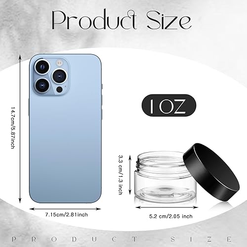 Miniatura 9 de 500 frascos de plástico de 1 onza a granel vacíos para cosméticos con tapas blancas a prueba de fugas, recipientes de muestra de maquillaje redondos