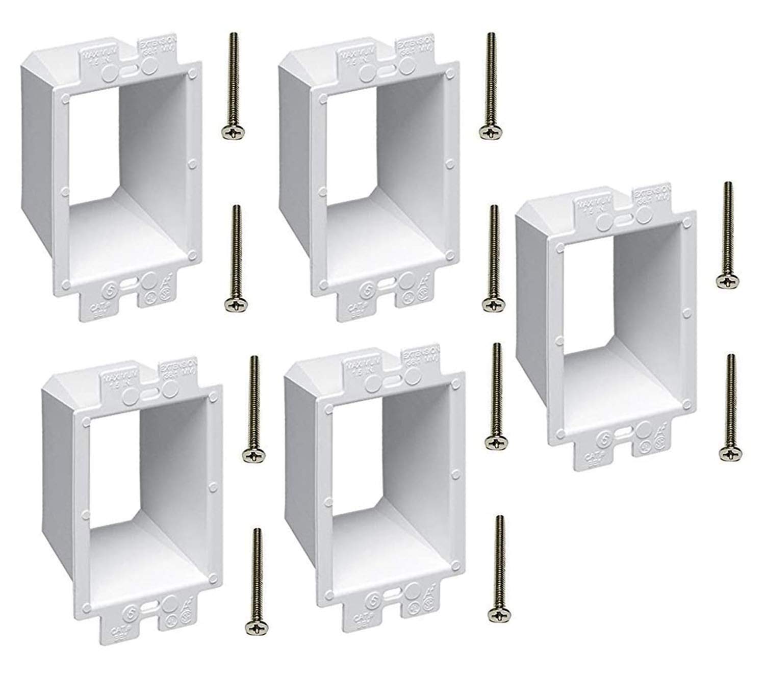 iMBAPrice IMBA-BE1-5 (UL Listed) 1-Gang Non-Metallic Electrical Power Outlet Box Extender for Power Switch Receptacles Accessories, 5-Pack