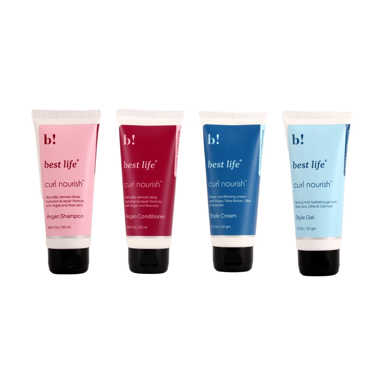 Curl Nourish Products Argan oil Wash & Style Bundle | for Dry, Color-treated, Curly, Wavy & Coily Hair (50Gm (Pack of 4))