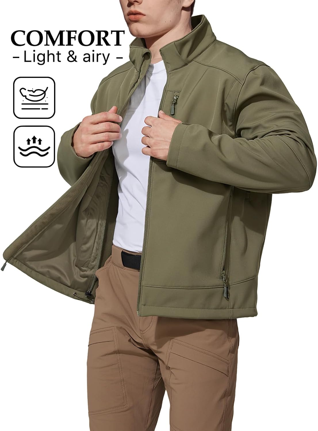 Mens Jacket Waterproof Hooded Coats Tactical Soft Shell Jackets for Men - Image 7