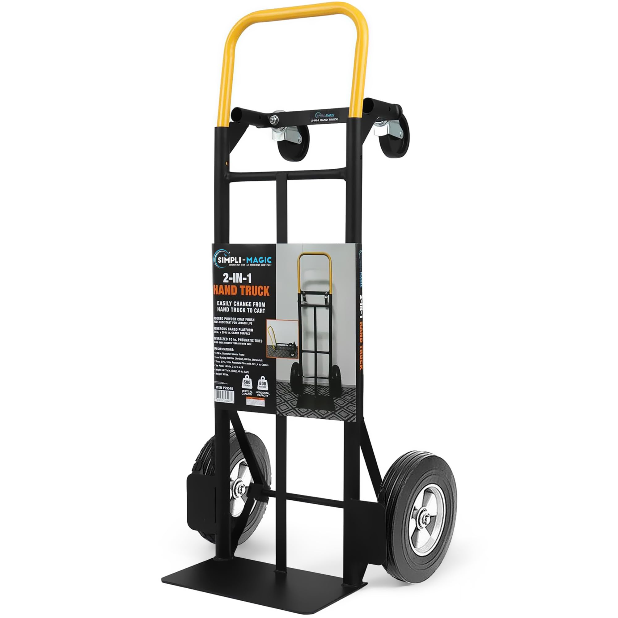 Sponsored Ad - 2 in 1 Convertible Hand Truck and Dolly, 800LBS – Heavy-Duty Moving Dolly Cart with 10" Flat Free Rubber Wheels & Handle
