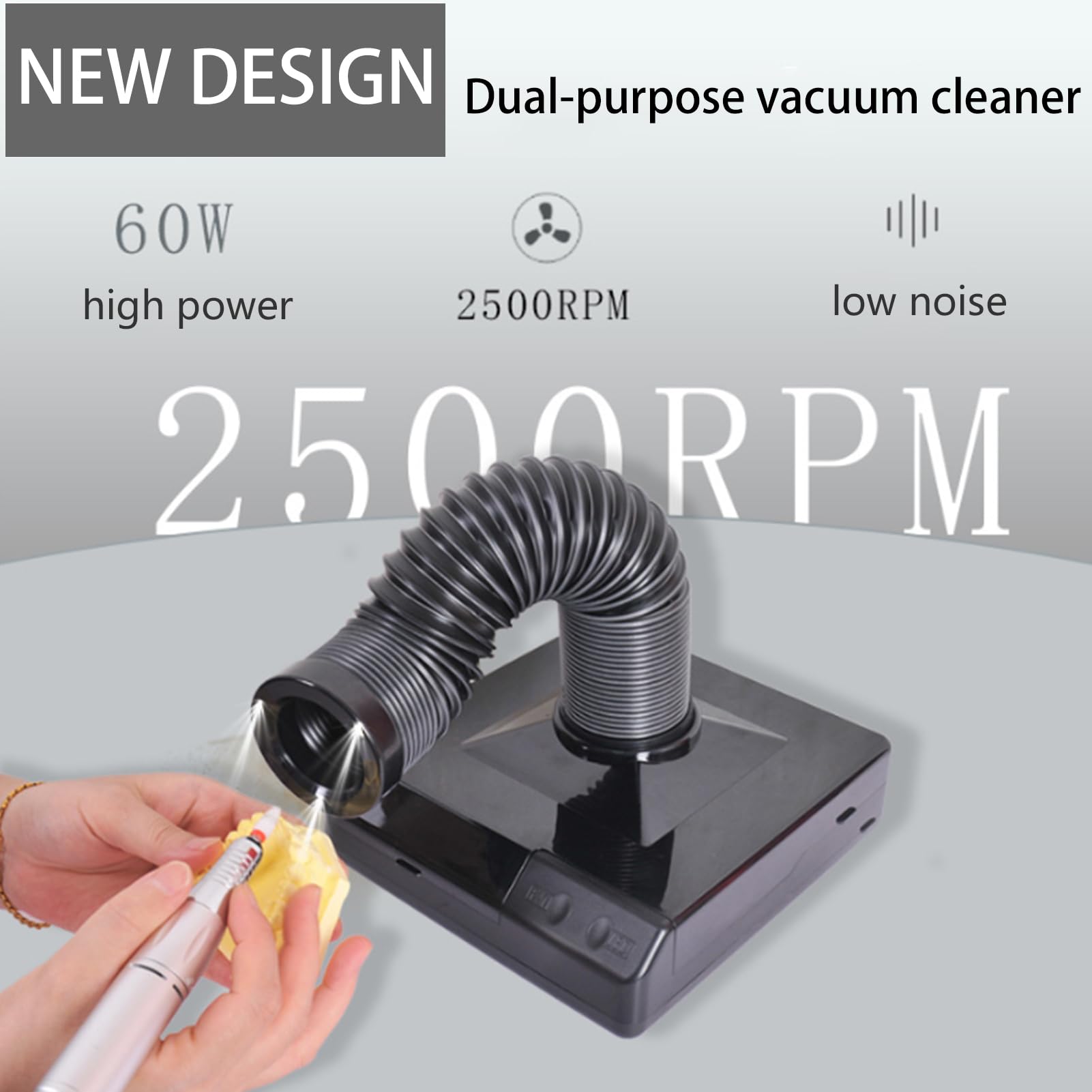 60w Aspiratore da Banco per Lucidatura Dentale,Aspiratore per Polvere con Design A LED/Tubo di Aspirazione Retrattile,Collettore di Polveri Dentali,con Potente Potenza