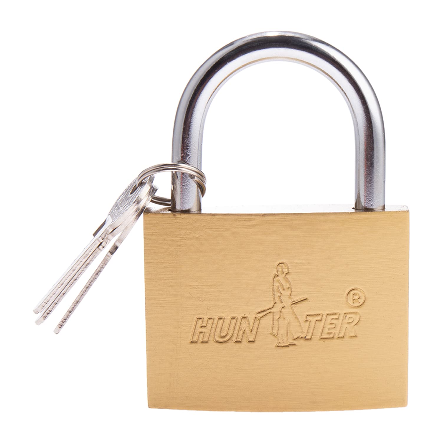 HUNTER Heavy-Duty Keyed Security Padlock with Hardened Steel Shackle and Weather-Resistant Chrome Finish, 50mm