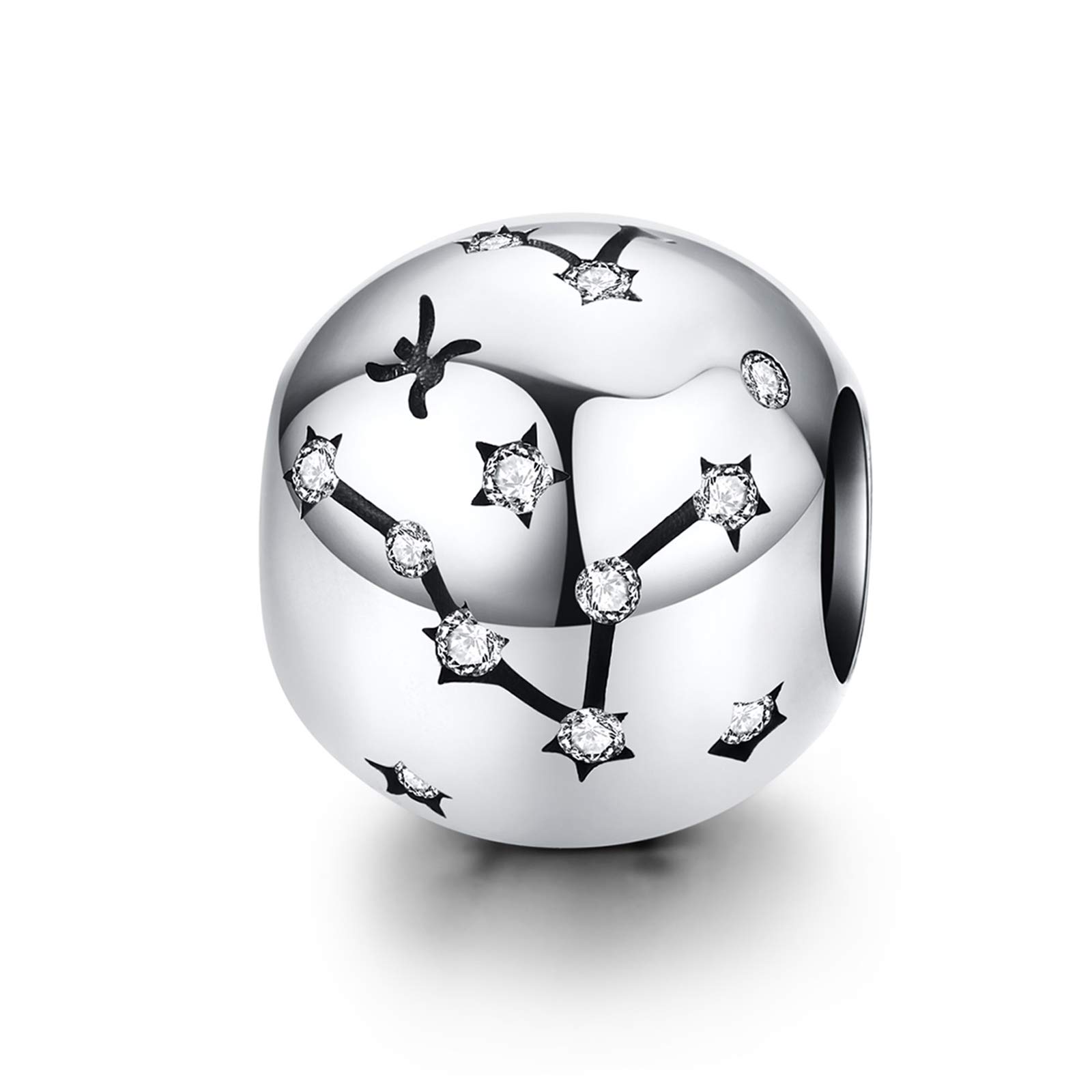 LaMenars Ciondolo a forma di segno zodiacale, in argento Sterling 925, compatibile con braccialetti e collane Pandora, Chamilia e europei