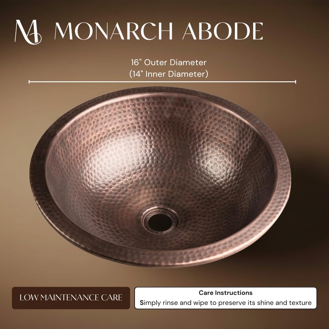 Monarch Abode 17094 czysta miedź ręcznie młotkowany Rotunda podwójny montaż zlew (40 cm)