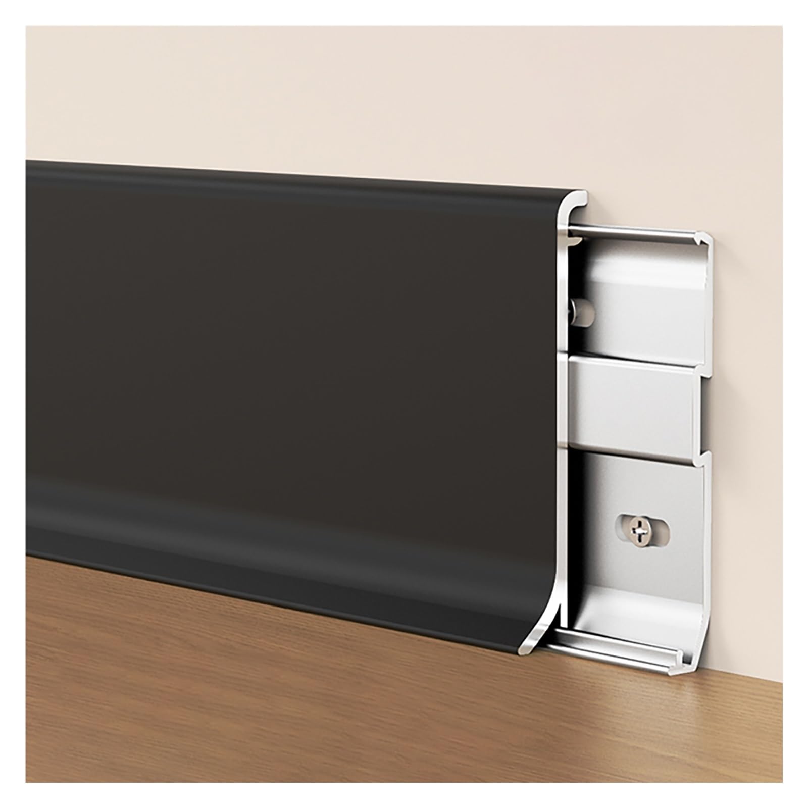 Battiscopa Rivestimento per battiscopa in alluminio nero, rivestimento per modanatura base pavimento parete per bagno di casa e ufficio, rivestimento per battiscopa impermeabile con punta(1-3/5 in(4cm
