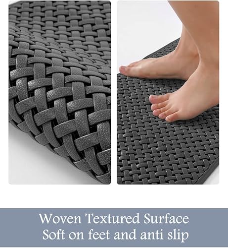 Miniatura 6 de Tapete de baño extra largo de 40 x 16 pulgadas, antideslizante, con ventosas y agujeros de drenaje, tapete de ducha lavable a máquina, tapete de