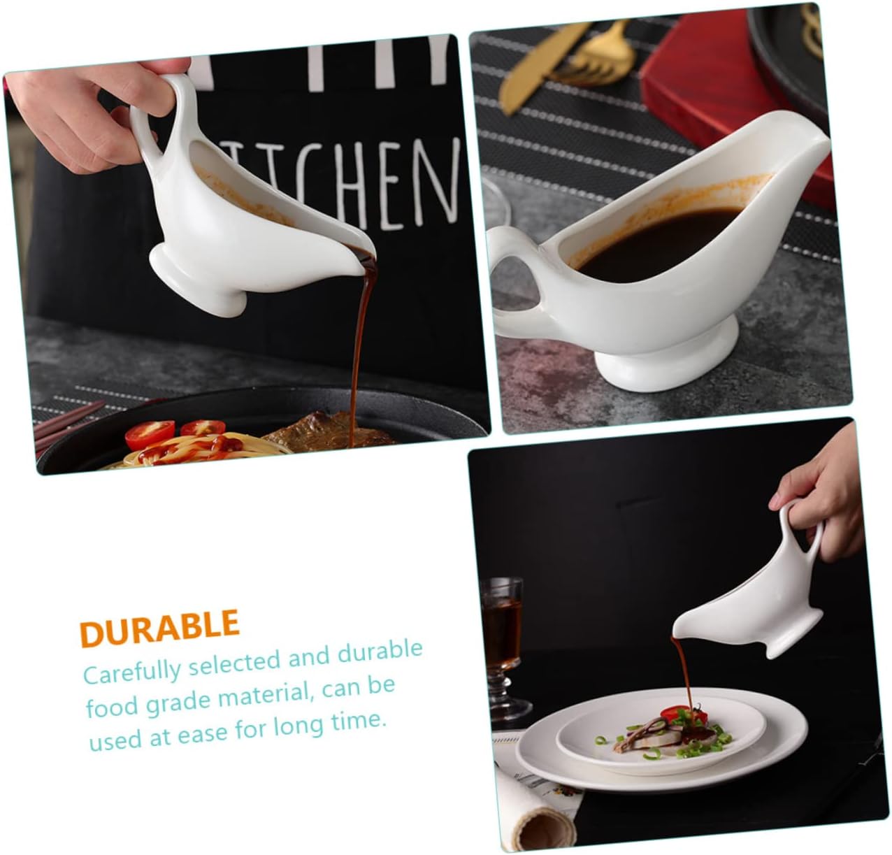 3pcs Ceramic Juice Bucket Condiment Sushi Plate Creamer Pitcher with Handle Ceramic Sauce Plates Gravy Boat with Handle Ceramic Sauce Boat Jug White Stove Ceramics Jam (Color : Whitex2pcs, Si