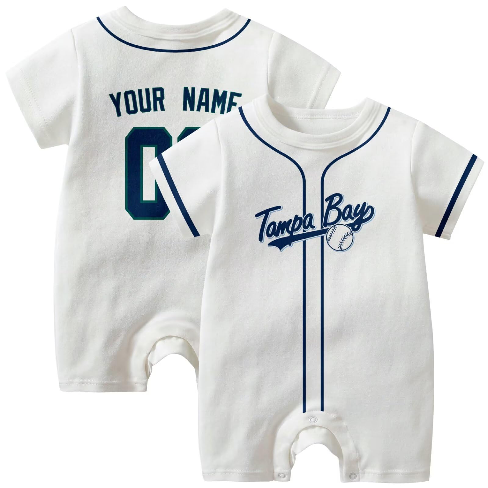 KREDE Baby Clothes Unisex White Bodysuit Rompers Custom Name Number for Baby Boys