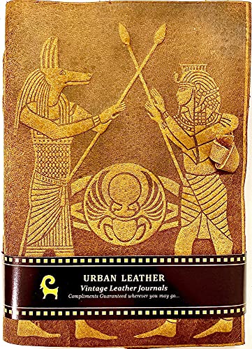 Urban Leather Egyptian Kings Pharaoh and Anubis, Book of Shadows Witchcraft Wiccan Spellbook, Unlined