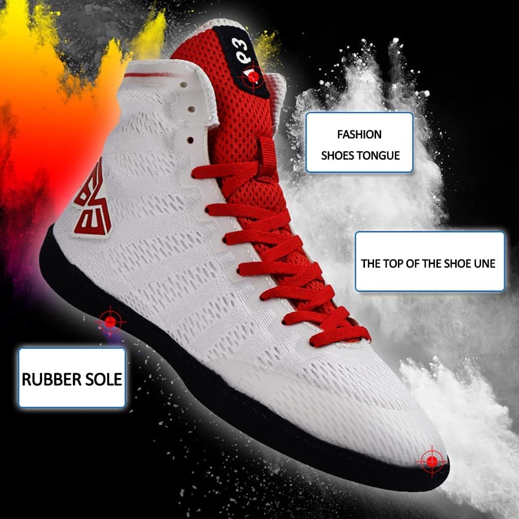 Boxing Shoes Adult Boxing Shoes,Boxing Boots,Well Balanced Grip and Swivel,Wrestling Boots,Sneaker for Training,Fighting,Exercise,Fitness,Martial Arts MMA Muay Thaies-Black||44EU