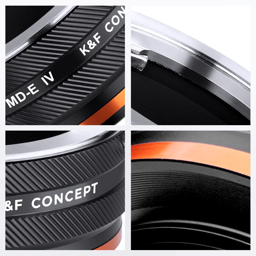 K&F CONCEPT Objektivadapter MD-NEX IV Manueller Fokus Kompatibel mit Minolta Rokkor (SR/MD/MC) Objektiv und Sony E Mount Kameragehäuse.