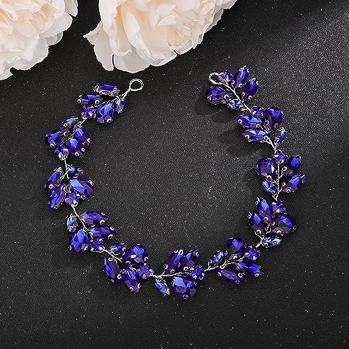 Serre-tête de mariée en strass bleu foncé Denifery pour maintenir et sublimer les cheveux