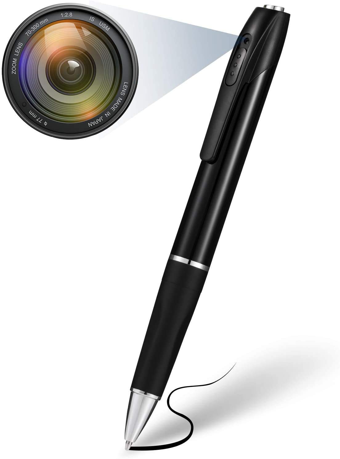 CAM 360 4K Full HD 1080P Video and Audio Recorder Mini Spy Pen Body Camera Lens Cover/ Portable Hidden Recorder with Data Cable Feature for Home/Office/Meeting (Metal Black)-image-4
