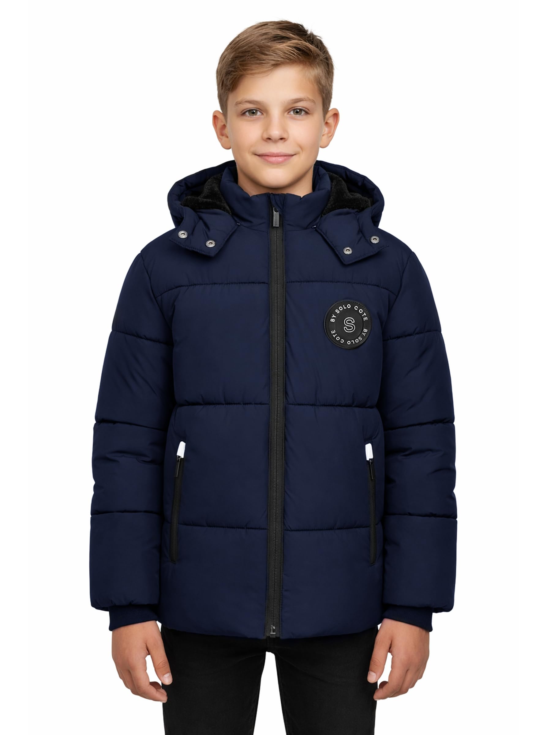 SOLOCOTE Cappotto inverno per ragazzi con fodera in fleece pesante idrofugo antivento con cappuccio Parka per bambini