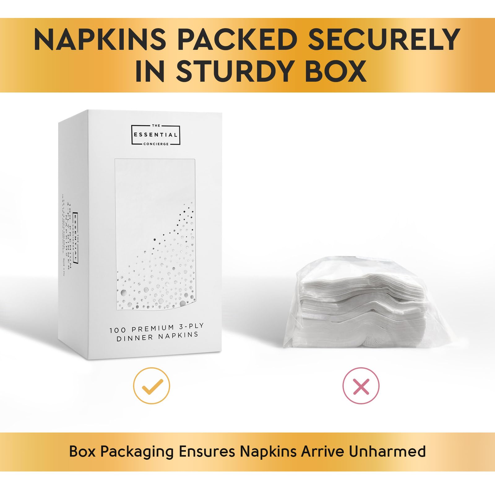 Tovaglioli Cocktail Bianco E Oro - 100 Pezzi 12,7x12,7cm Per Feste - Foto 13