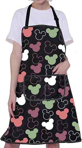 Miniatura 6 de CMNIM Bonito delantal de anime con bolsillos, delantal mágico de cocina para el hogar, regalo para amantes de los ratones
